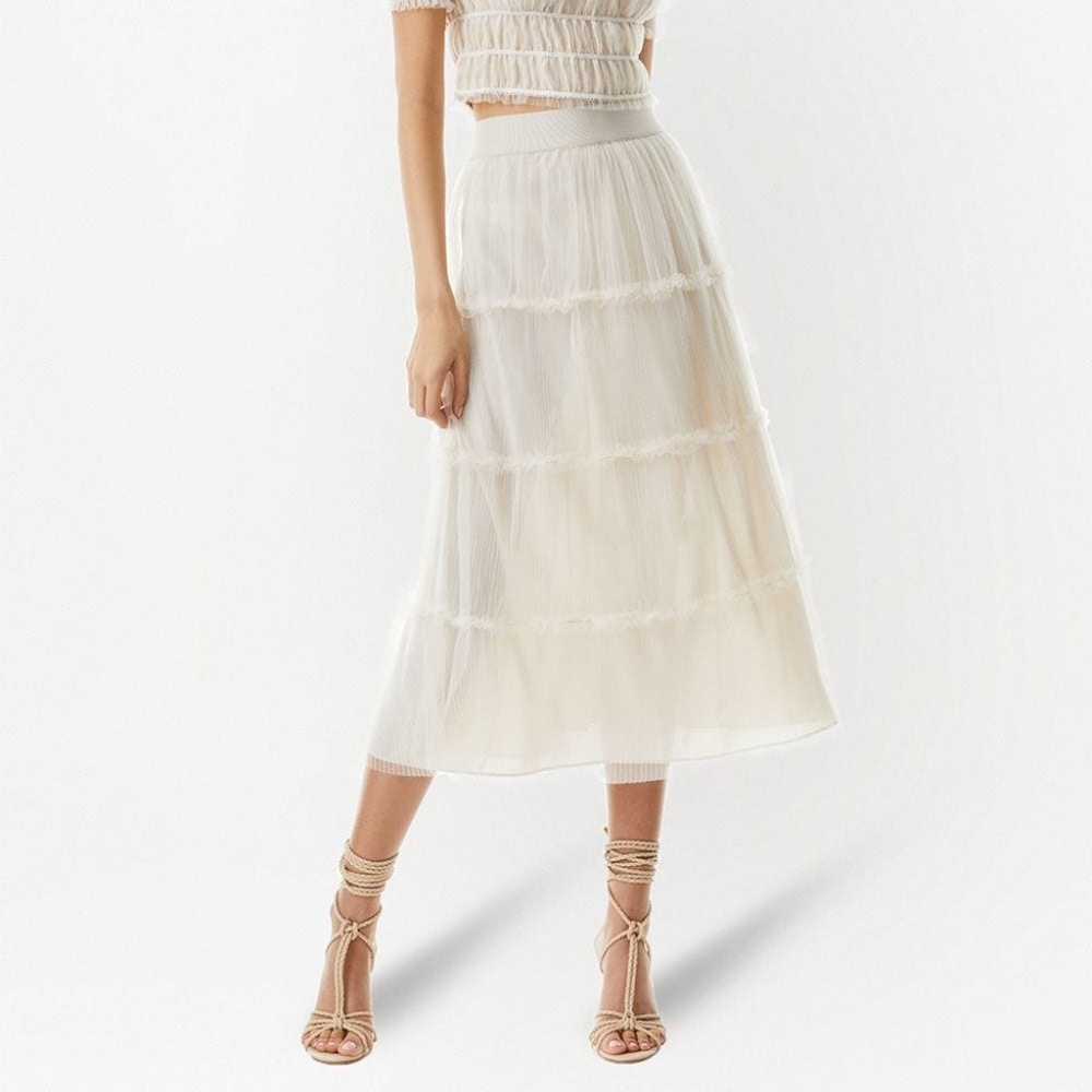 Alice + Olivia Kenya Gathered Midi Skirt Sz 8